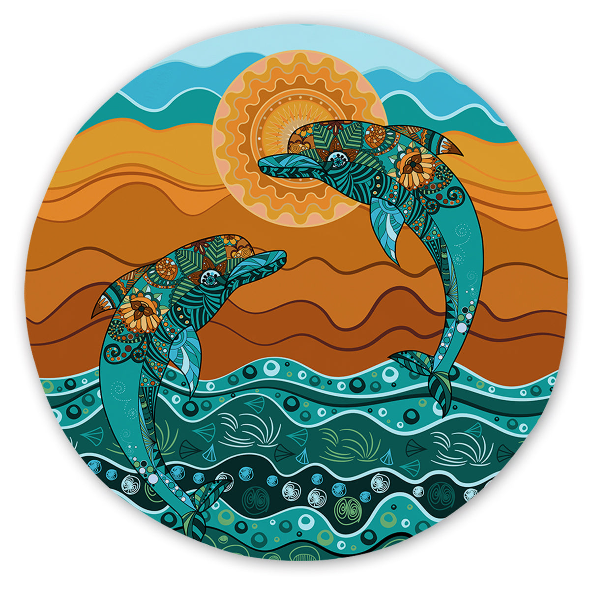 Dancing Dolphins Round Sand-Free Towel