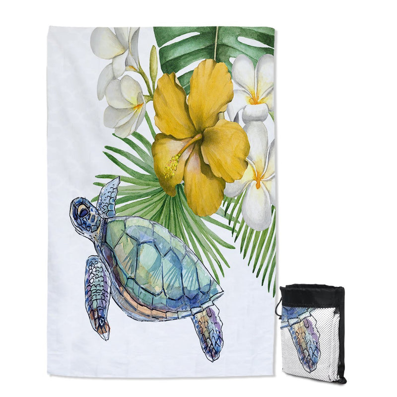 Sea Turtle and Flowers Sand Free Towel
