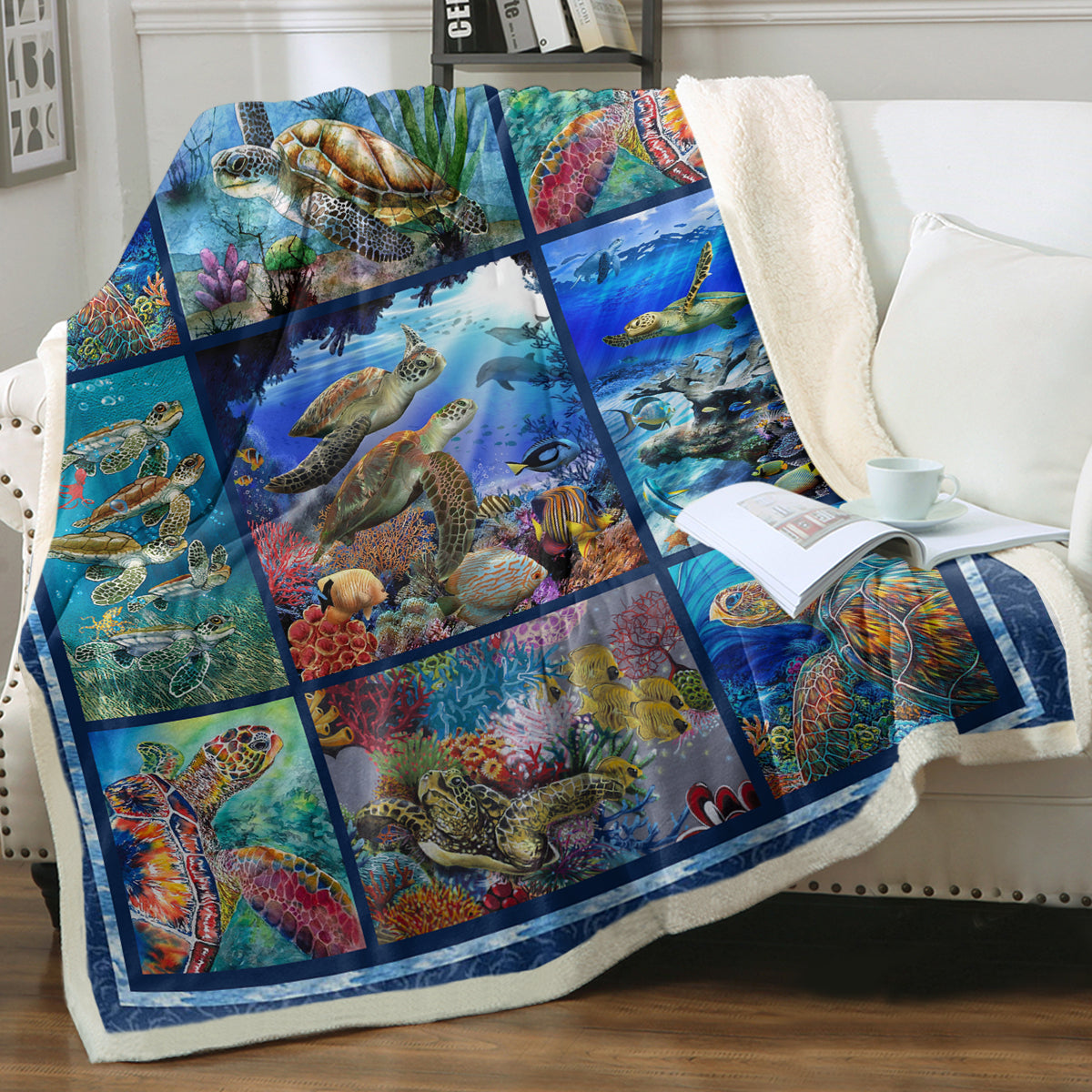 Sea Turtle Living Bedspread Blanket