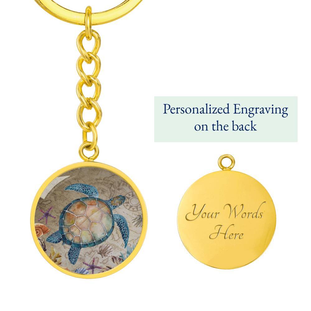 Sea Turtle Island Beachy Keychain