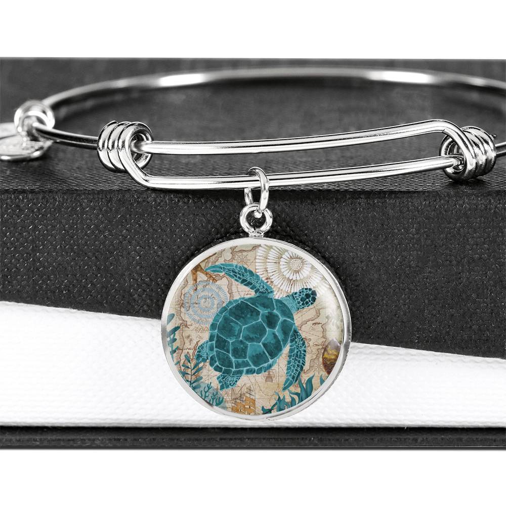 Sea Turtle Love Bangle Bracelet