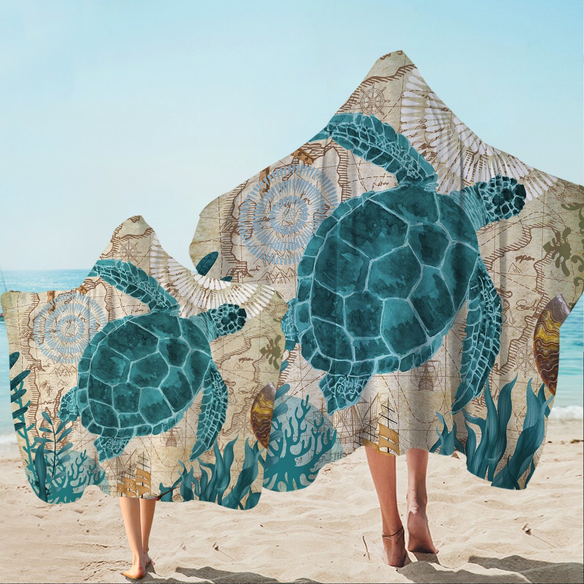 Sea Turtle Love Hooded Towel