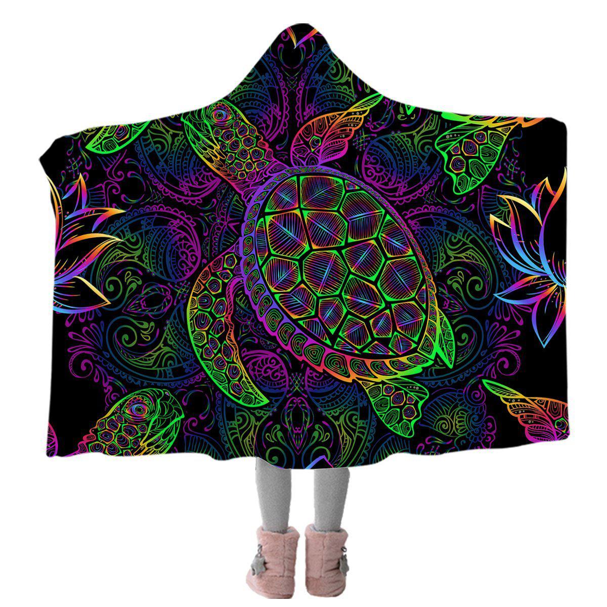 Sea Turtle Mysteries Cozy Hooded Blanket