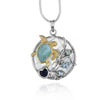 Sea Turtle Necklace with Larimar, Lapis Lazuli, Blue Topaz
