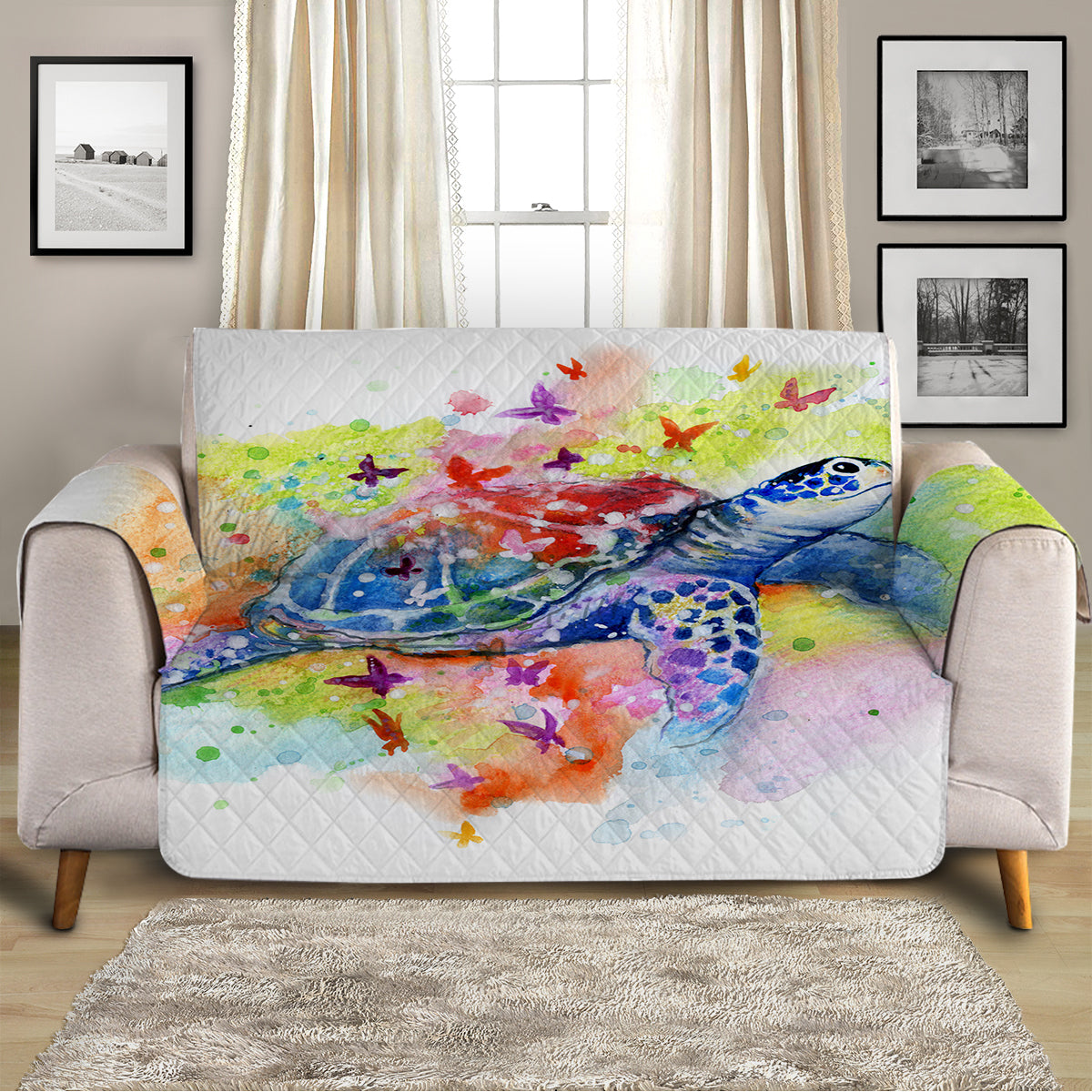 Sea Turtle Splash Sofa Cover