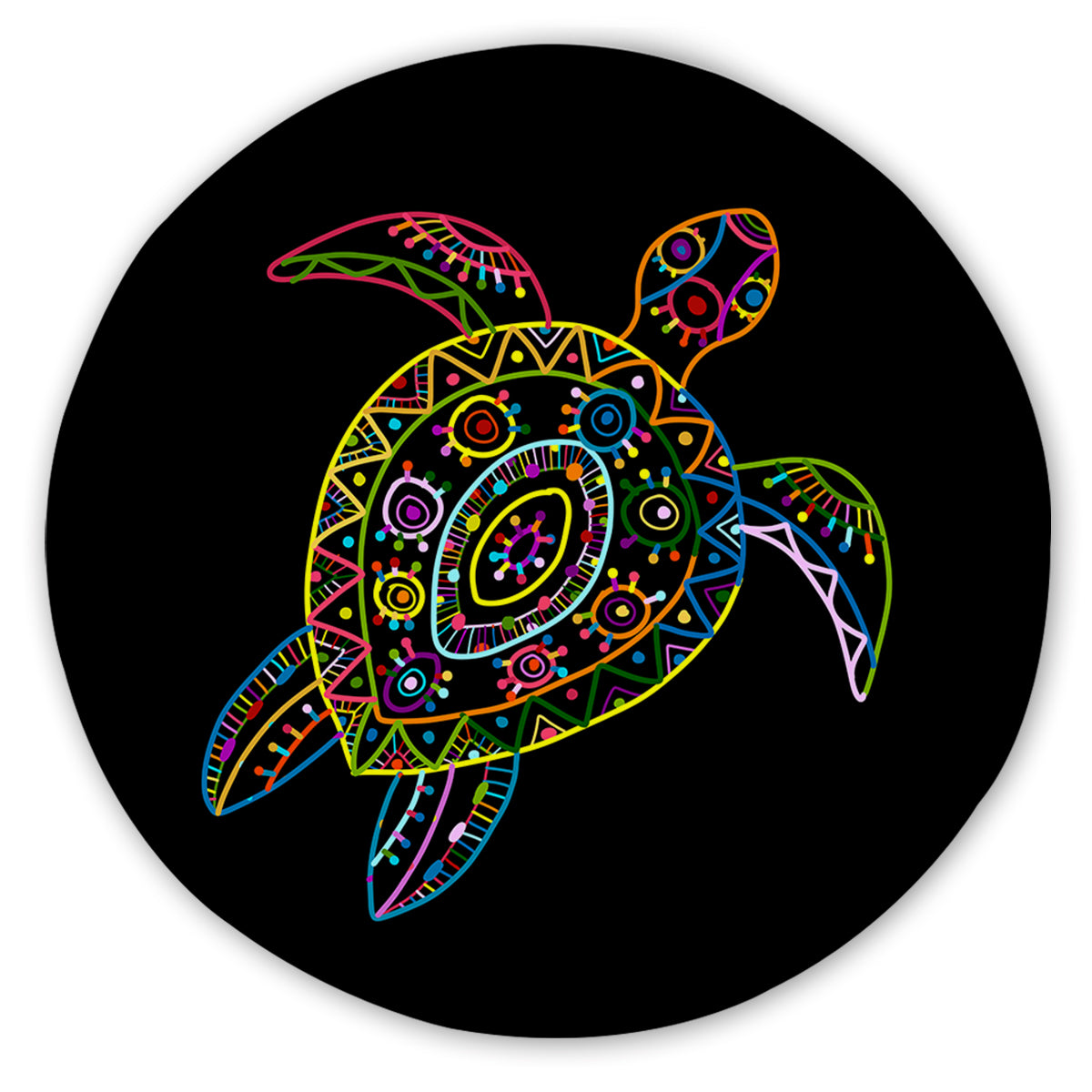 Tribal Turtle Round Sand-Free Towel