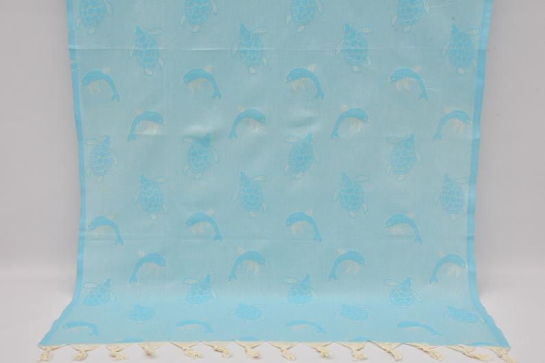 Sea Turtles and Dolphins 100% Cotton Original Turkish Towels