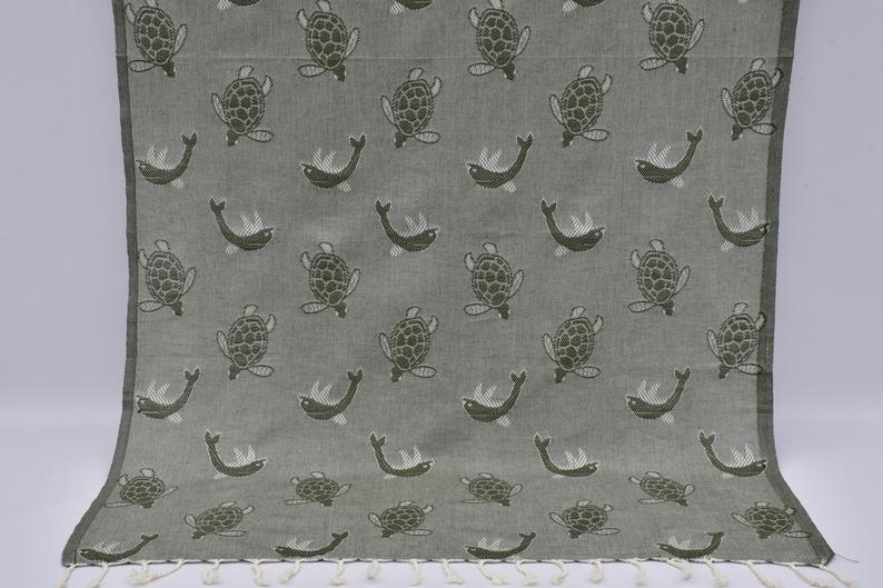 Sea Turtles and Dolphins 100% Cotton Original Turkish Towels