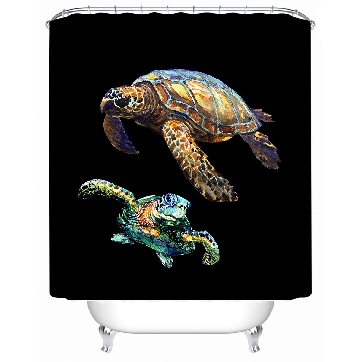 Sea Turtles in Black Shower Curtain