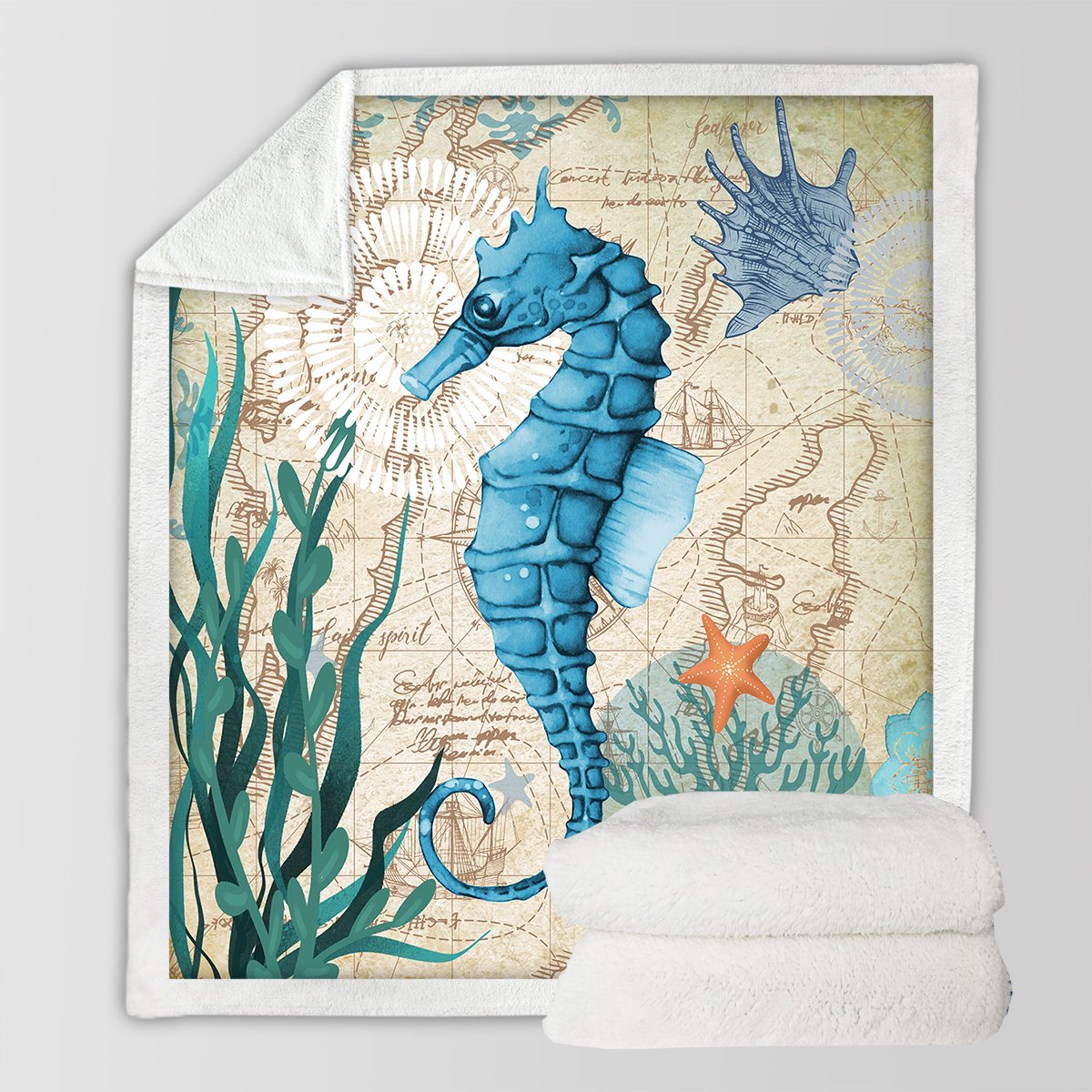 Seahorse Love Soft Sherpa Blanket