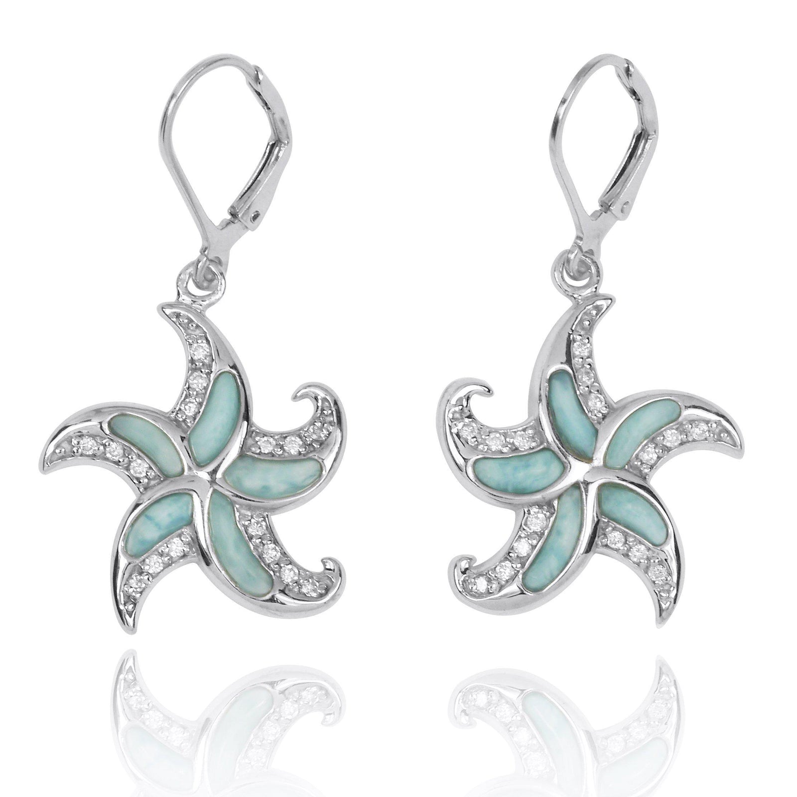 Starfish Earrings with Larimar