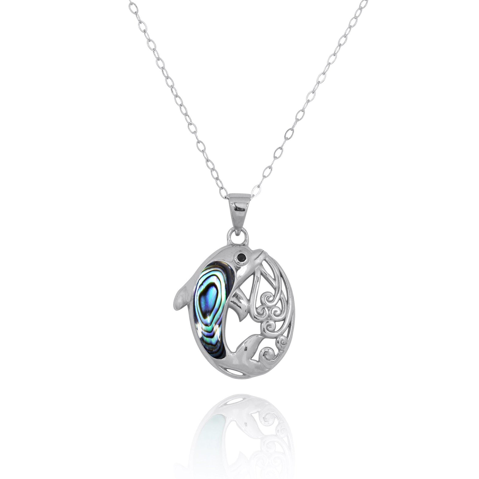 Dolphin Pendant Necklace with Abalone Shell