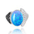Sterling Silver Fin Ring with Blue Opal and Black Spinel