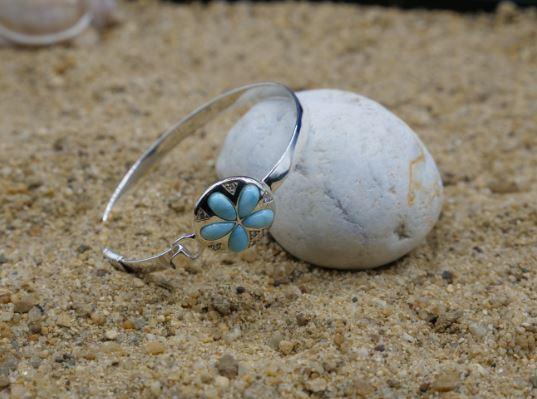 Sand Dollar Bangle with Larimar and White CZ