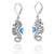 Sterling Silver Seahorse Lobster Clasp Earrings with Blue Opal and London Blue Topaz