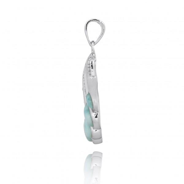 Seashell Necklace with Swiss Blue Topaz and Larimar