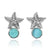 Sterling Silver Starfish Stud Earrings with Round Larimar