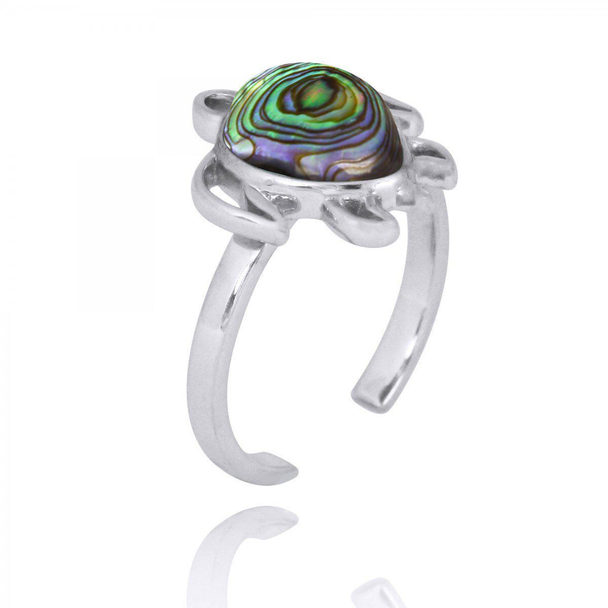 Sterling Silver Turtle Ring with Abalone Shell