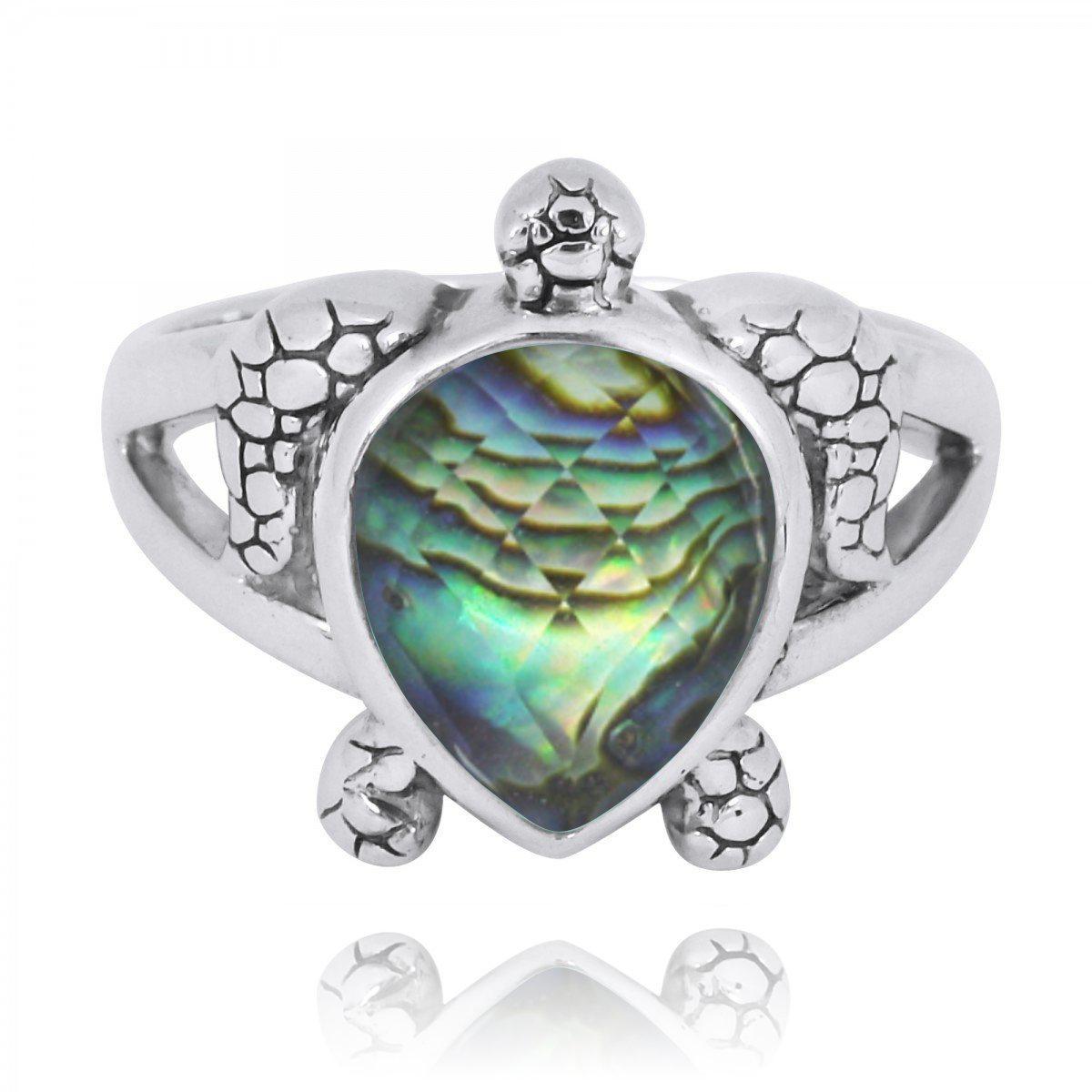 Turtle Ring with Teardrop Abalone Shell