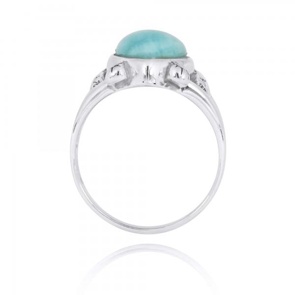 Sterling Silver Turtle Ring with Teardrop Larimar