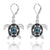 Sterling Silver Turtle Earrings with Abalone Shell and Black Spinel