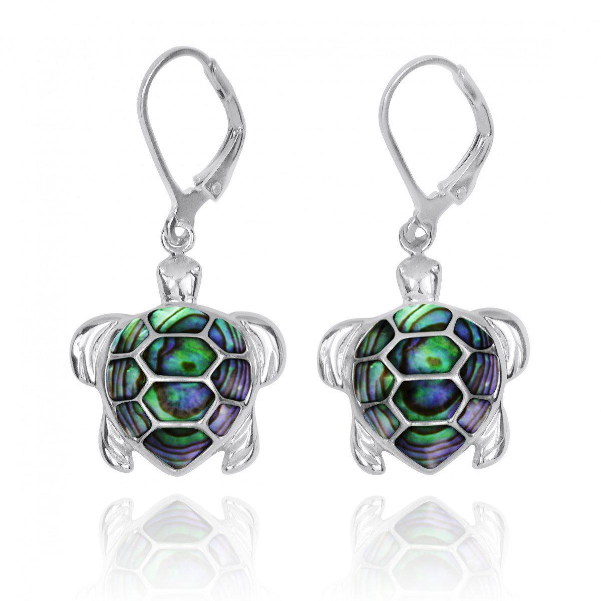 Sea Turtle Earrings with Abalone Shell