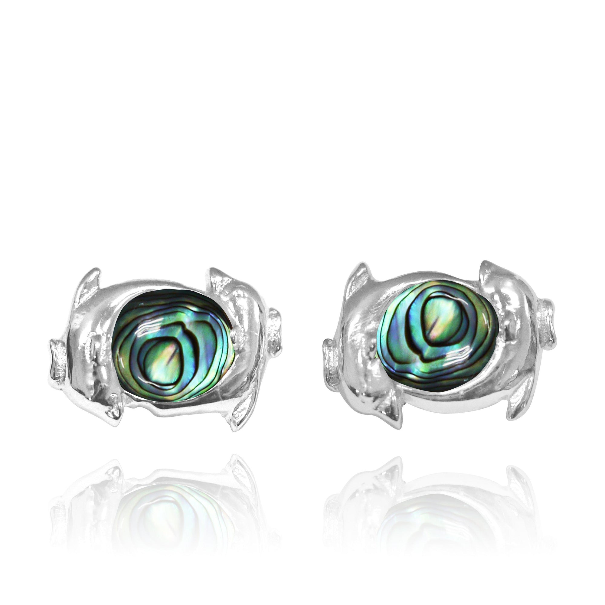 Dolphin Stud Earrings with Abalone Shell