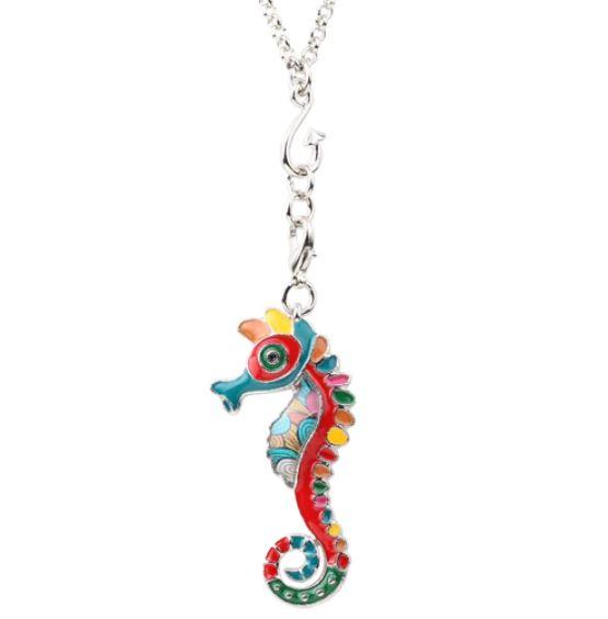 Sunny Seahorse - Enamel Pendant Necklace