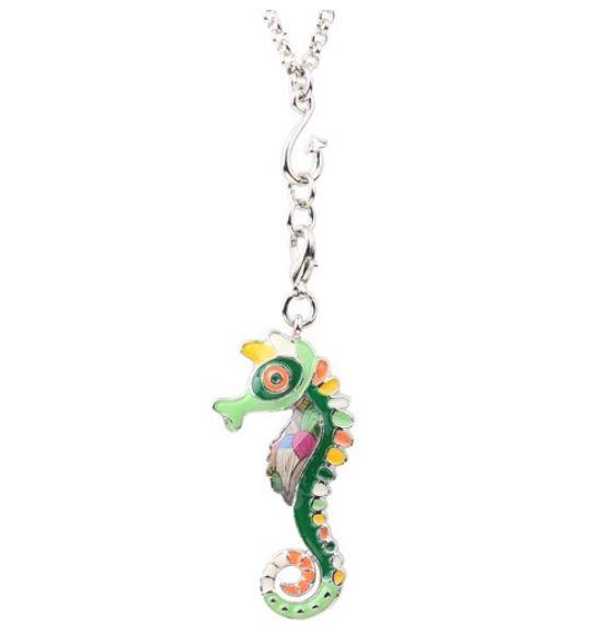 Sunny Seahorse - Enamel Pendant Necklace