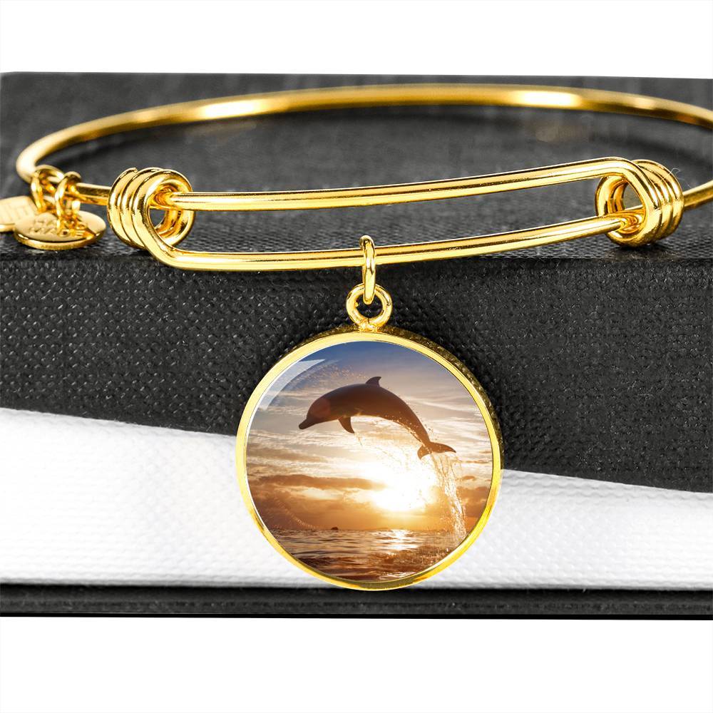 Sunset Dolphin Bangle Bracelet