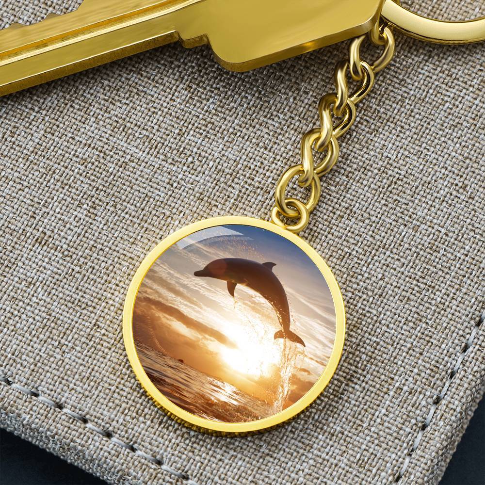 Sunset Dolphin Beachy Keychain