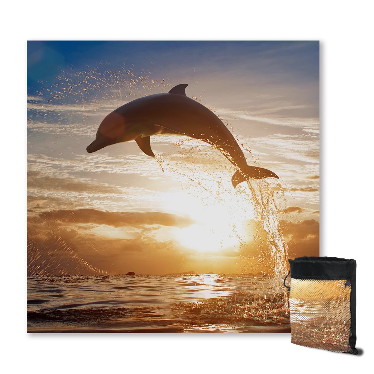 Sunset Dolphin Sand Free Towel