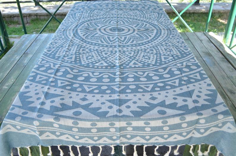 Teal Blue Mandala 100% Cotton Towel