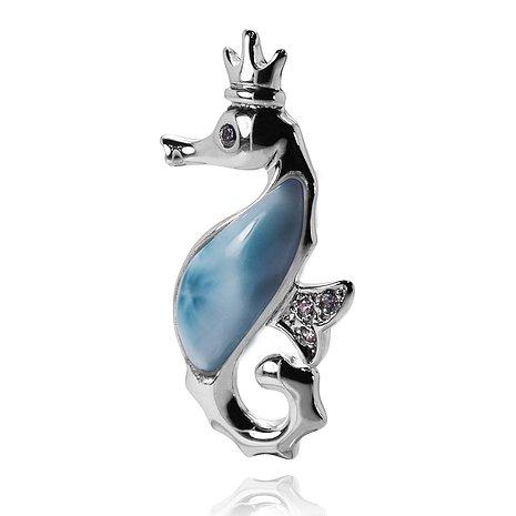 The Royal Seahorse Pendant with Larimar