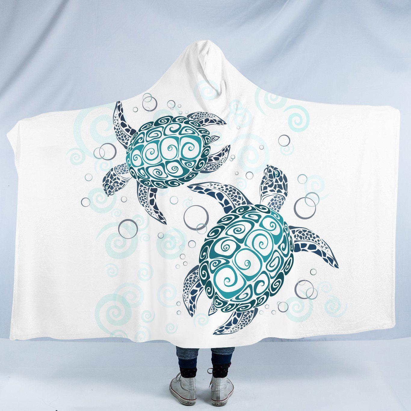 The Sea Turtle Twist Cozy Hooded Blanket