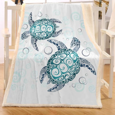 The Sea Turtle Twist Soft Sherpa Blanket