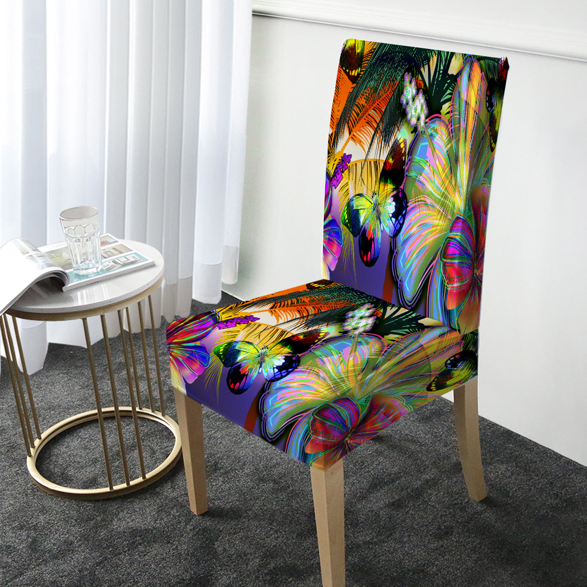 Tropical Hibiscus and Butterfly Chair Cover