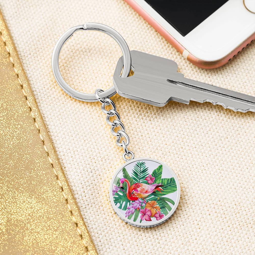 Tropical Flamingo Beachy Keychain