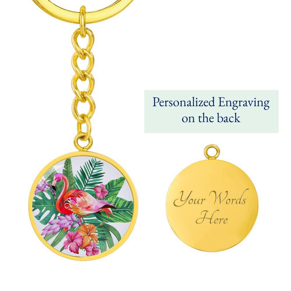 Tropical Flamingo Beachy Keychain