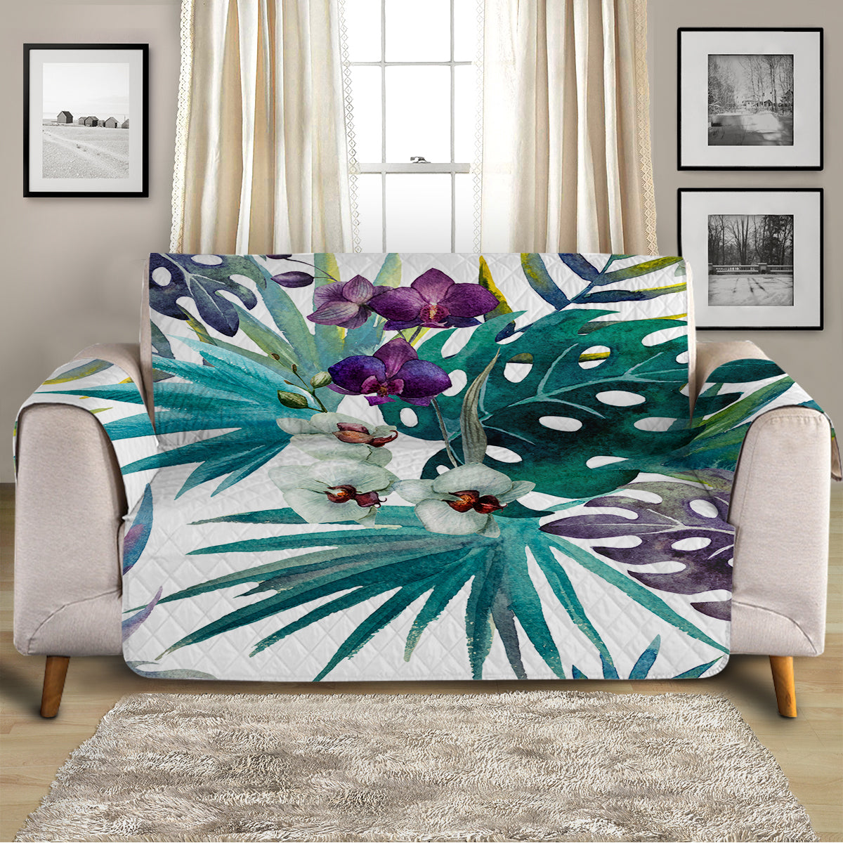 Tropical Orchids Sofa Cover
