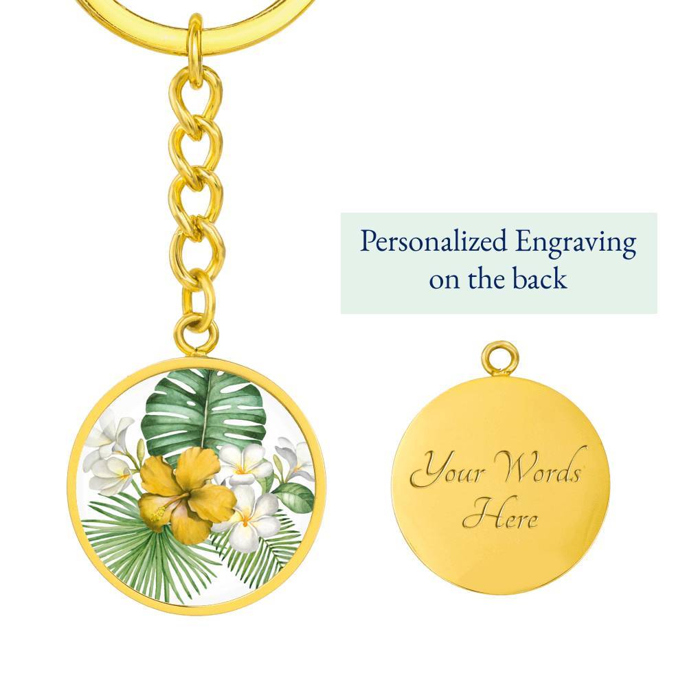 Tropical Flowers Beachy Keychain