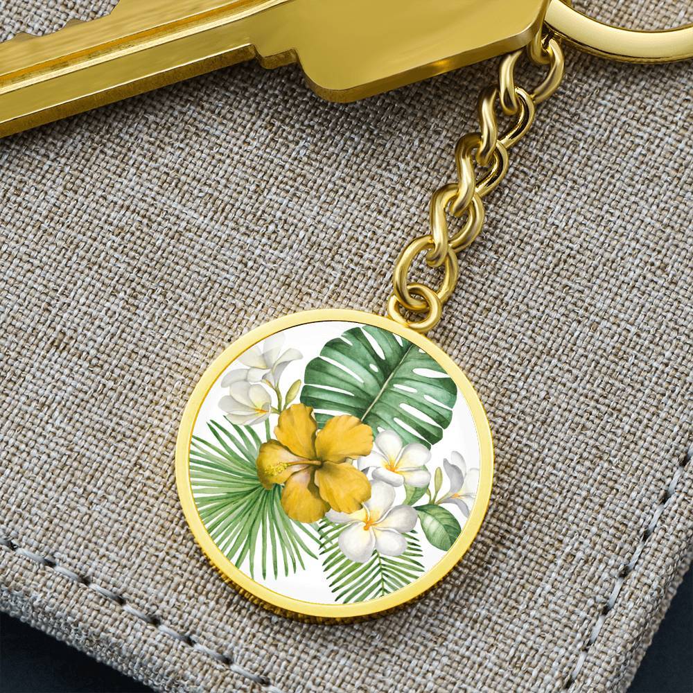 Tropical Flowers Beachy Keychain
