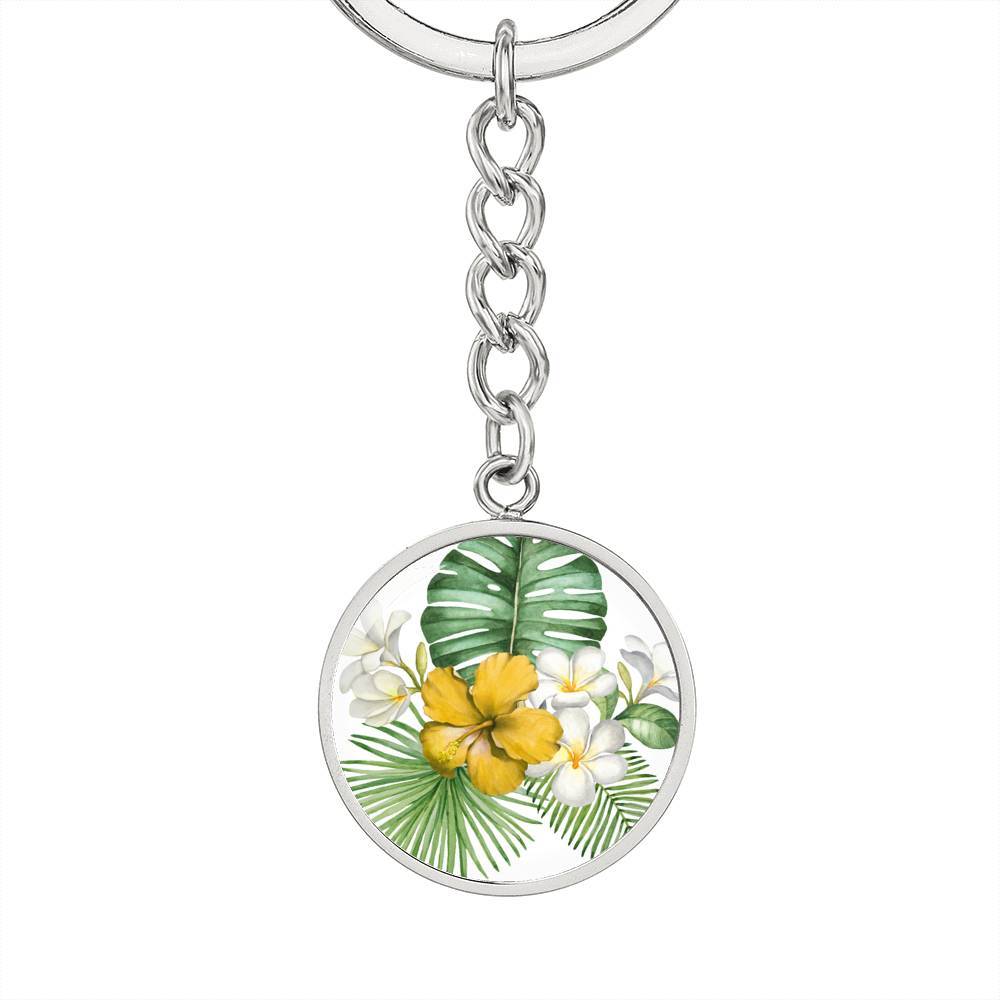 Tropical Flowers Beachy Keychain
