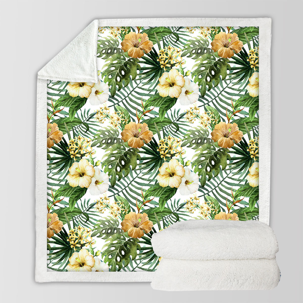 Hibiscus Tropics Soft Sherpa Blanket