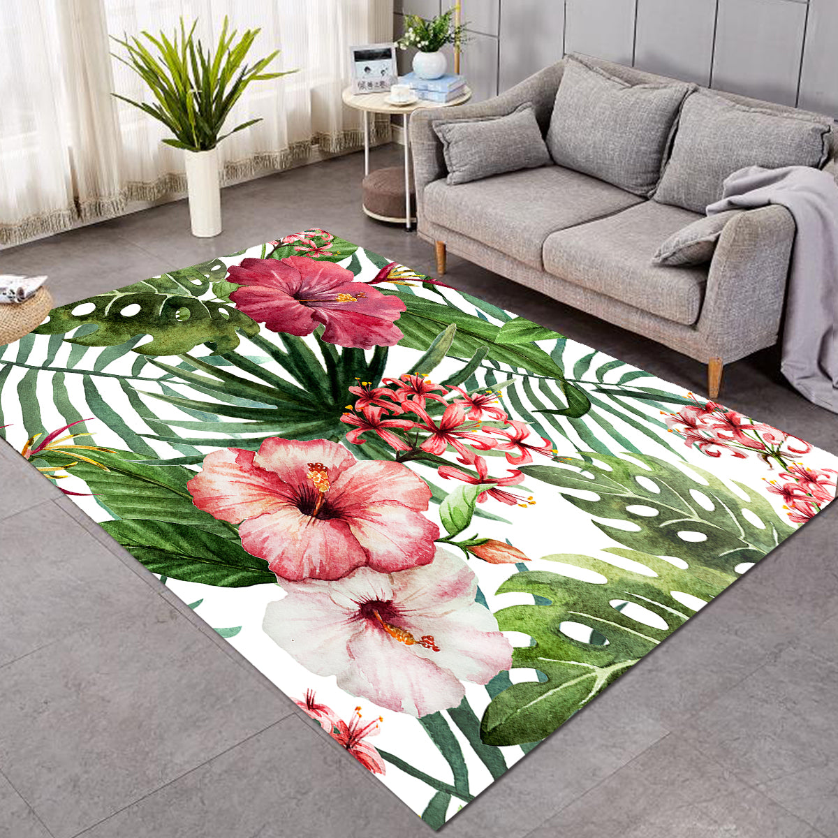 Tropical Hibiscus Area Rug