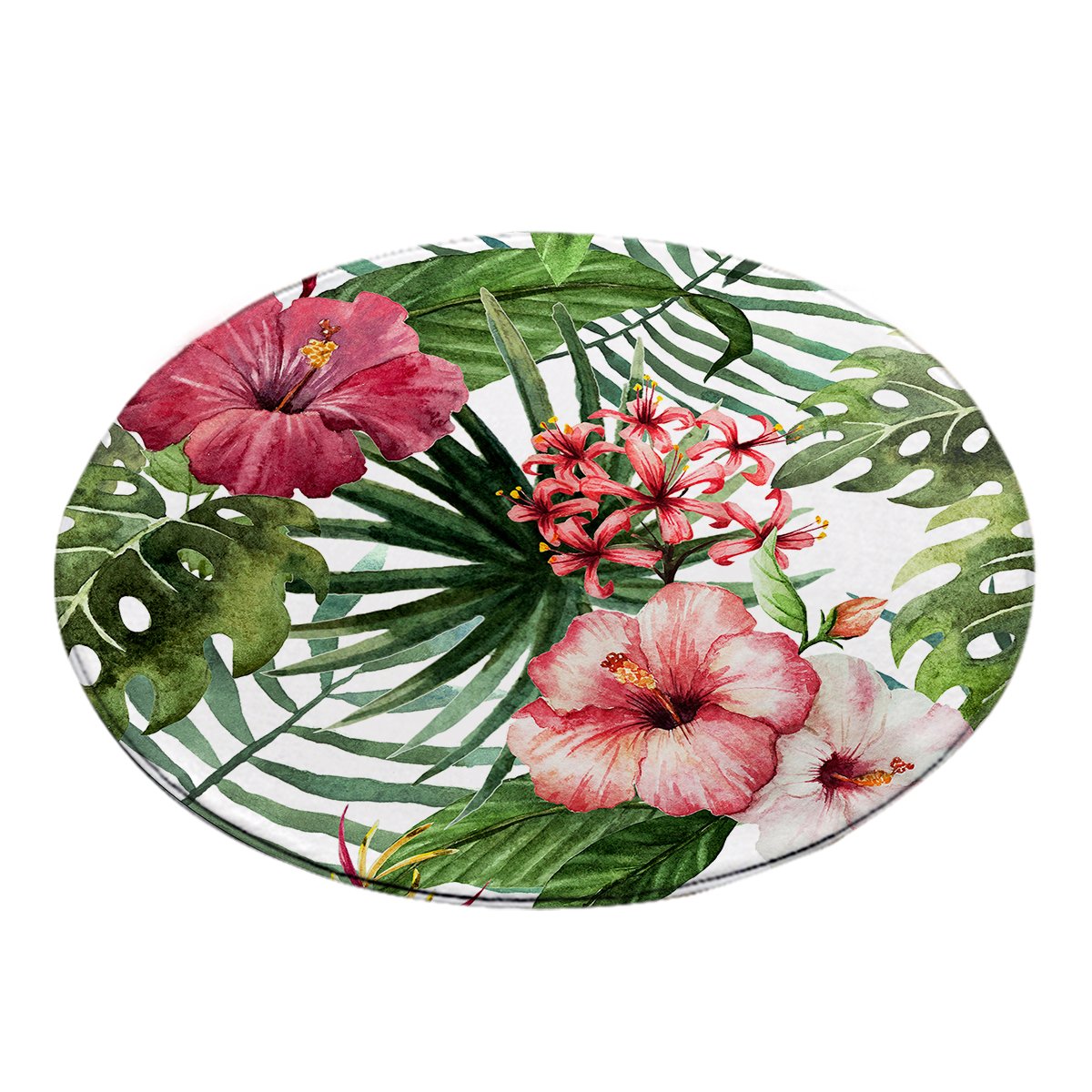 Tropical Hibiscus Round Area Rug
