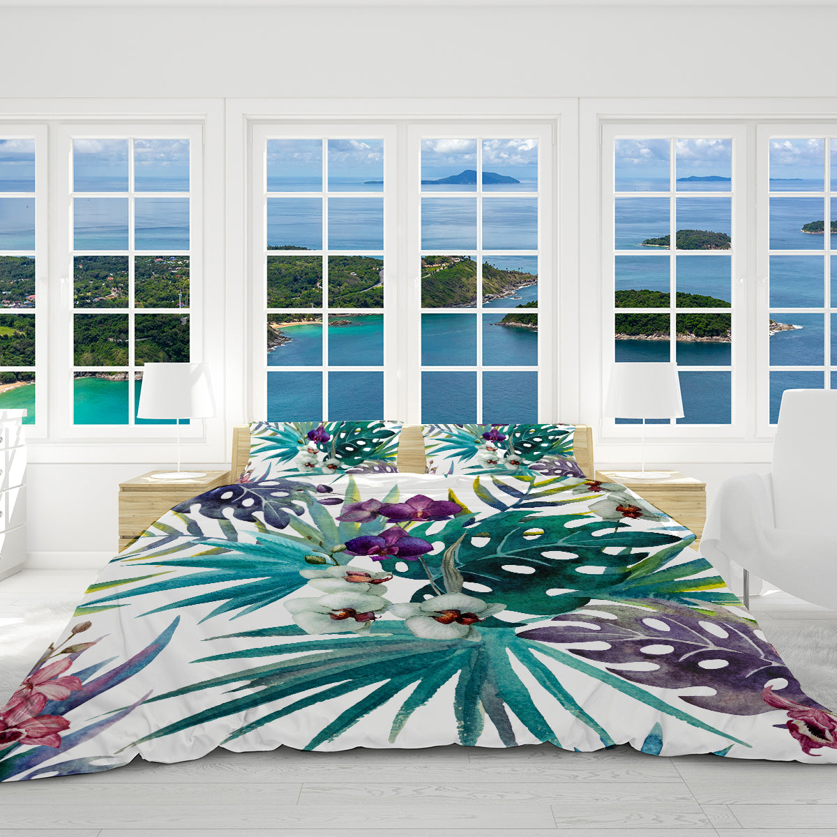 Tropical Orchids Reversible Bedcover Set