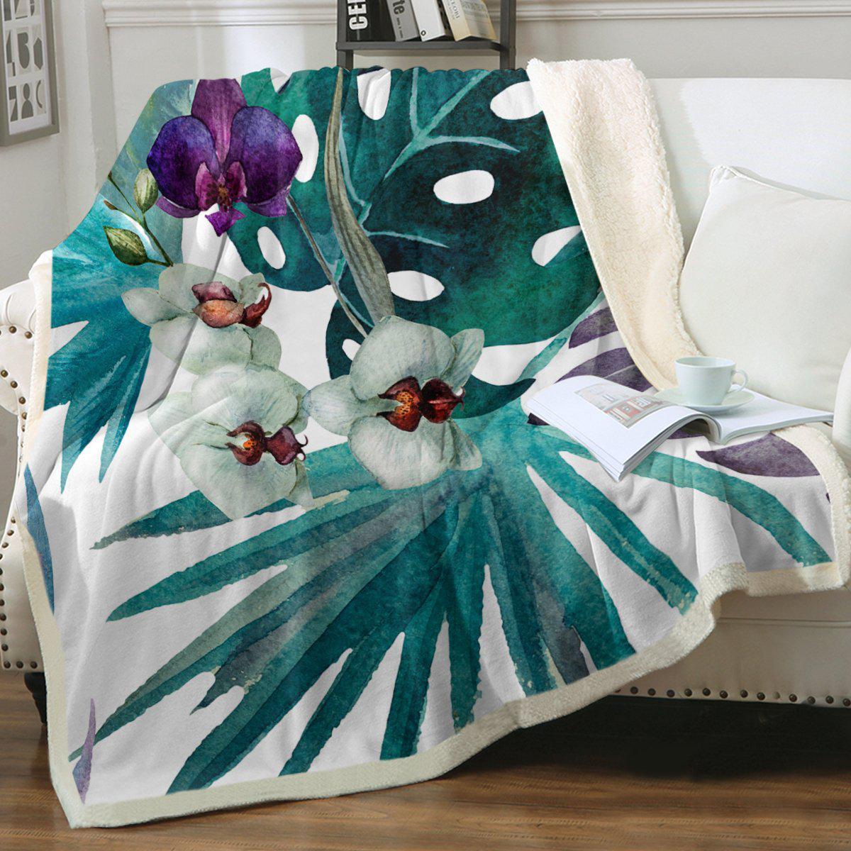 Tropical Orchids Soft Sherpa Blanket