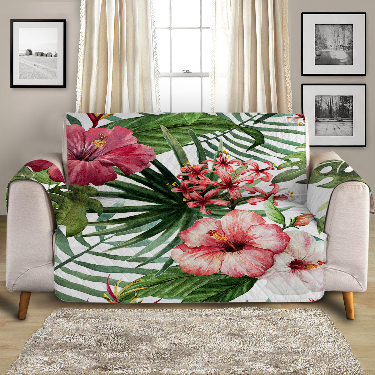 Tropical Hibiscus Sofa Cover