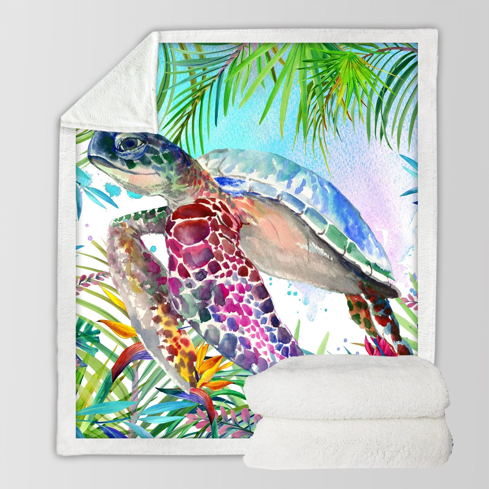 Tropical Sea Turtle Soft Sherpa Blanket